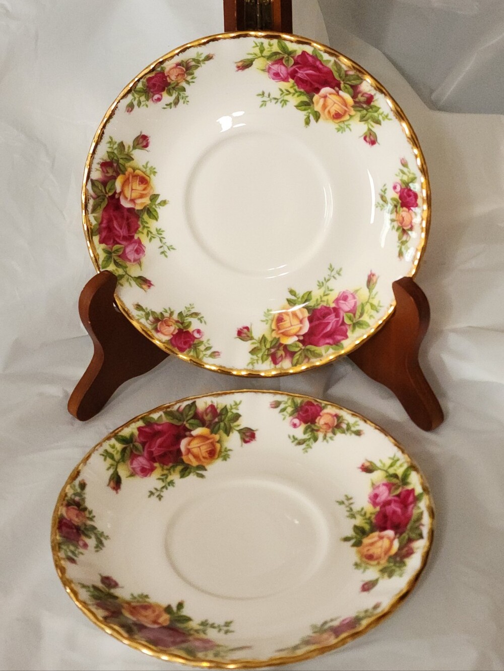 Old Country Roses Plates Vintage Royal Albert 5.5" Bone China Saucer Set Of 2